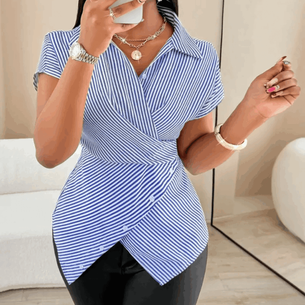 Women's Elegant Asymmetrical Hem Striped Shirt